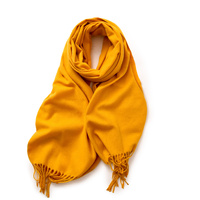 Yellow 2 PCS Skin Red Solid Color Scarf Shawl with Tassels - Warm Korean Style Wrap (180cm x 70cm)