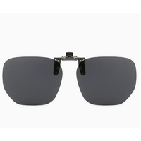 Black-grey 2-Piece Flip-Up Sunglasses Clip-On Set for Glasses - UV-Protective Square Polarized Lenses for Driving