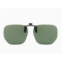 Dark Green 2-Piece Flip-Up Sunglasses Clip-On Set for Glasses - UV-Protective Square Polarized Lenses for Driving