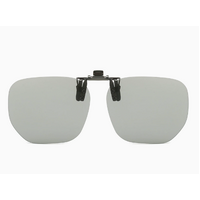 Grey to Dark Grey 2-Piece Flip-Up Sunglasses Clip-On Set for Glasses - UV-Protective Square Polarized Lenses for Driving