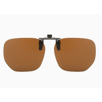 Tea Color 2-Piece Flip-Up Sunglasses Clip-On Set for Glasses - UV-Protective Square Polarized Lenses for Driving