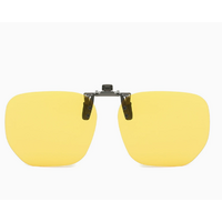 Night Vision 2-Piece Flip-Up Sunglasses Clip-On Set for Glasses - UV-Protective Square Polarized Lenses for Driving