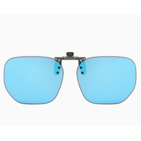 Methylene Blue Flakes 2-Piece Flip-Up Sunglasses Clip-On Set for Glasses - UV-Protective Square Polarized Lenses for Driving