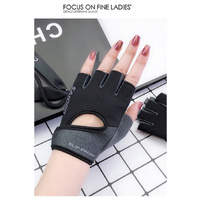 M Black 2-PCS Women&#39;s Half-Finger Fitness Gloves - Anti-Slip Breathable Gloves for Yoga, Spin Bike, and Weight Training