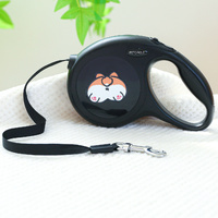 Black Corgi Buttocks 5m Cartoon Retractable Dog Leash for Golden Retriever &amp; Poodle Puppies - Durable, Tangle-Free Pet Walking Essential