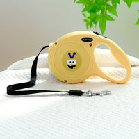 Yellow Monster 5m Cartoon Retractable Dog Leash for Golden Retriever &amp; Poodle Puppies - Durable, Tangle-Free Pet Walking Essential