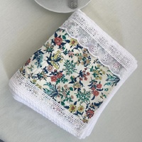 2 PCS Navy Blue Floral 100% Cotton Solid Color Thickened Adult Face Towel with Floral Soft Texture - 35 x 75cm