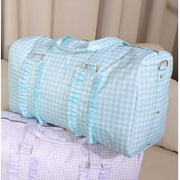 Green Travel Bag with Large Capacity - Stylish Striped Backpack for Short Trips, 40x28x10cm