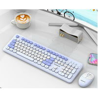 Blue Punk Color Wireless 2.4G Keyboard and Mouse Combo - Ergonomic Design with Long Battery Life