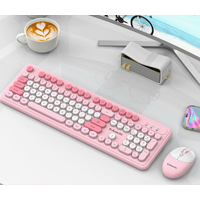 Pink Punk Color Wireless 2.4G Keyboard and Mouse Combo - Ergonomic Design with Long Battery Life