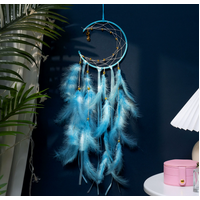 Blue 2 PCS Mystic Moon Dreamcatcher Wind Chime Pendant - Elegant Lunar Design with Soothing Tones