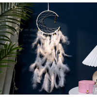 White 2 PCS Mystic Moon Dreamcatcher Wind Chime Pendant - Elegant Lunar Design with Soothing Tones
