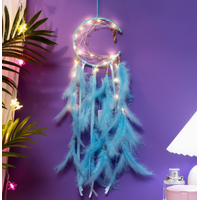 Blue With light 2 PCS Mystic Moon Dreamcatcher Wind Chime Pendant - Elegant Lunar Design with Soothing Tones