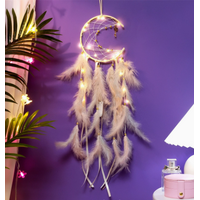 Light Yellow With light 2 PCS Mystic Moon Dreamcatcher Wind Chime Pendant - Elegant Lunar Design with Soothing Tones