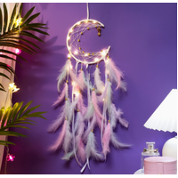 Multicolor With light 2 PCS Mystic Moon Dreamcatcher Wind Chime Pendant - Elegant Lunar Design with Soothing Tones