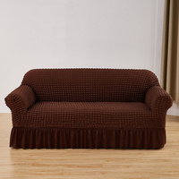 Dark-coffee Double Sofa Bubble Gauze Sofa Cover with Skirt - Full Elastic Dustproof Double Seater 145-185cm