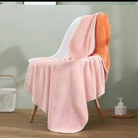 Pink-orange Oversized Double-Sided Coral Fleece Bath Towel | Soft and Absorbent, Thick &amp; Warm, 70x140cm