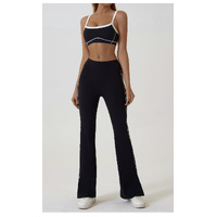 Black Flared Leggings &amp; Sports Bra Set - Breathable &amp; Stretchy Activewear for Yoga, Running &amp; Gym Workouts Size S