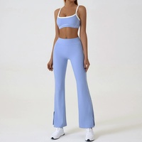 Blue Flared Leggings &amp; Sports Bra Set - Breathable &amp; Stretchy Activewear for Yoga, Running &amp; Gym Workouts Size L