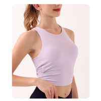 Purple Summer Elastic Running Sports Vest with Padded Bra, Sleeveless Yoga Tank Top - S Size