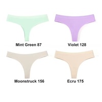 4 pcs Women's Sexy Low-Waist Cotton Thong Underwear, Size S
