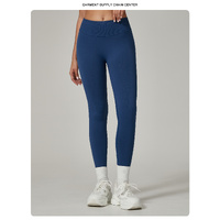 Dark Blue High-Waisted Butt Lift Yoga Pants for Women - Peach Hip Design, Full-Length Leggings, Workout and Fitness Activewear size M