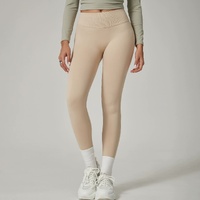 Khaki High-Waisted Butt Lift Yoga Pants for Women - Peach Hip Design, Full-Length Leggings, Workout and Fitness Activewear size L