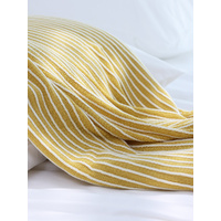 Yellow Cozy Knit Throw Blanket with Fringe - Stylish Striped  Bed End Cover, 127x220CM