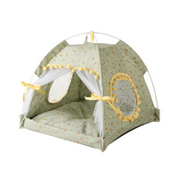 Fruit green floral Portable Folding Pet Tent - Summer Cat &amp; Dog Shelter with Mesh Window, Lightweight and Breathable, Ideal for Travel &amp; Home Use 40x4