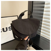 Black Trendy Crescent Crossbody Bag - Unique Design Shoulder Bag 29x6x17cm