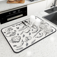 2 PCS Vegetable patterns Kitchen Drying Mat - Super Absorbent Dish &amp; Cup Drainer Pad 30x40cm
