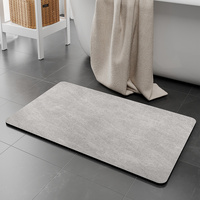 Grey Quick-Dry Absorbent Non-Slip Bath Rug for Bathroom, Kitchen &amp; Entryway 45x70cm