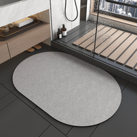 Oval dark grey Quick-Dry Absorbent Non-Slip Bath Rug for Bathroom, Kitchen &amp; Entryway 45x70cm