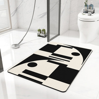 Black and white geometric pattern Quick-Dry Absorbent Non-Slip Bath Rug for Bathroom, Kitchen &amp; Entryway 60x90cm