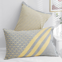 Gray Twill Snap-On Cotton Gauze Pillowcase Set - Full Coverage, Non-Slip, Easy Closure (One pair without pillow core)