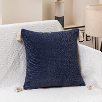 Jewel Orchid Set of 2 Textured Velvet Throw Pillow Covers with Tassels - Decorative Square Cushions 45*45cm