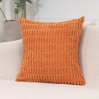Orange Set of 2 Corduroy Style Throw Pillow Covers - Machine Washable 50*50CM