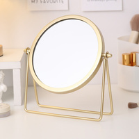 Gold Rotating Tabletop Makeup Mirror - 360º Swivel Vanity Mirror for Bedroom &amp; Desk