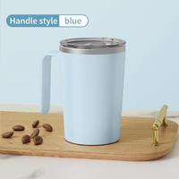 Blue Portable Automatic Mixing Coffee Cup - Stainless Steel Magnetic Stirrer(handle stlye)