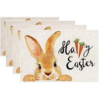 Easter Cotton-Linen Placemats - Set of 4 Anti-Stain Table Mats(Style 1)