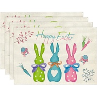 Easter Cotton-Linen Placemats - Set of 4 Anti-Stain Table Mats(Style 3)