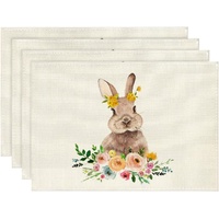 Easter Cotton-Linen Placemats - Set of 4 Anti-Stain Table Mats(Style 8)