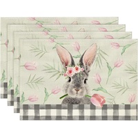 Easter Cotton-Linen Placemats - Set of 4 Anti-Stain Table Mats(Style 14)