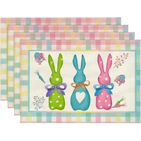 Easter Cotton-Linen Placemats - Set of 4 Anti-Stain Table Mats(Style 17)