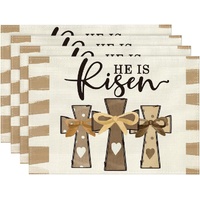 Easter Cotton-Linen Placemats - Set of 4 Anti-Stain Table Mats(Style 18)