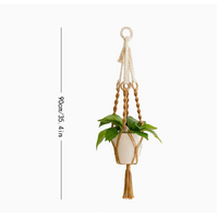 2 pcs Handwoven Plant Hanger-Cotton Rope Hanging Planter with Wooden Rings