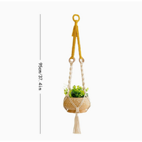2 pcs Handwoven Plant Hanger-Cotton Rope Hanging Planter with Wooden Rings
