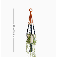 2 pcs Handwoven Plant Hanger-Cotton Rope Hanging Planter with Wooden Rings