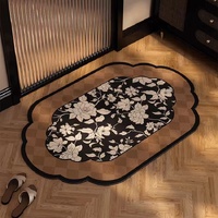 Ink Flower Diatomaceous Earth Bathroom Mat - Vintage Design, Fast-Dry Anti-Slip 45*70cm