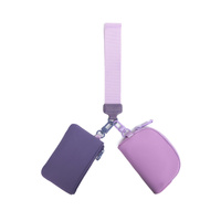 Purple Stylish Mini Wristlet Wallet - Nylon, Multi-Compartment Design